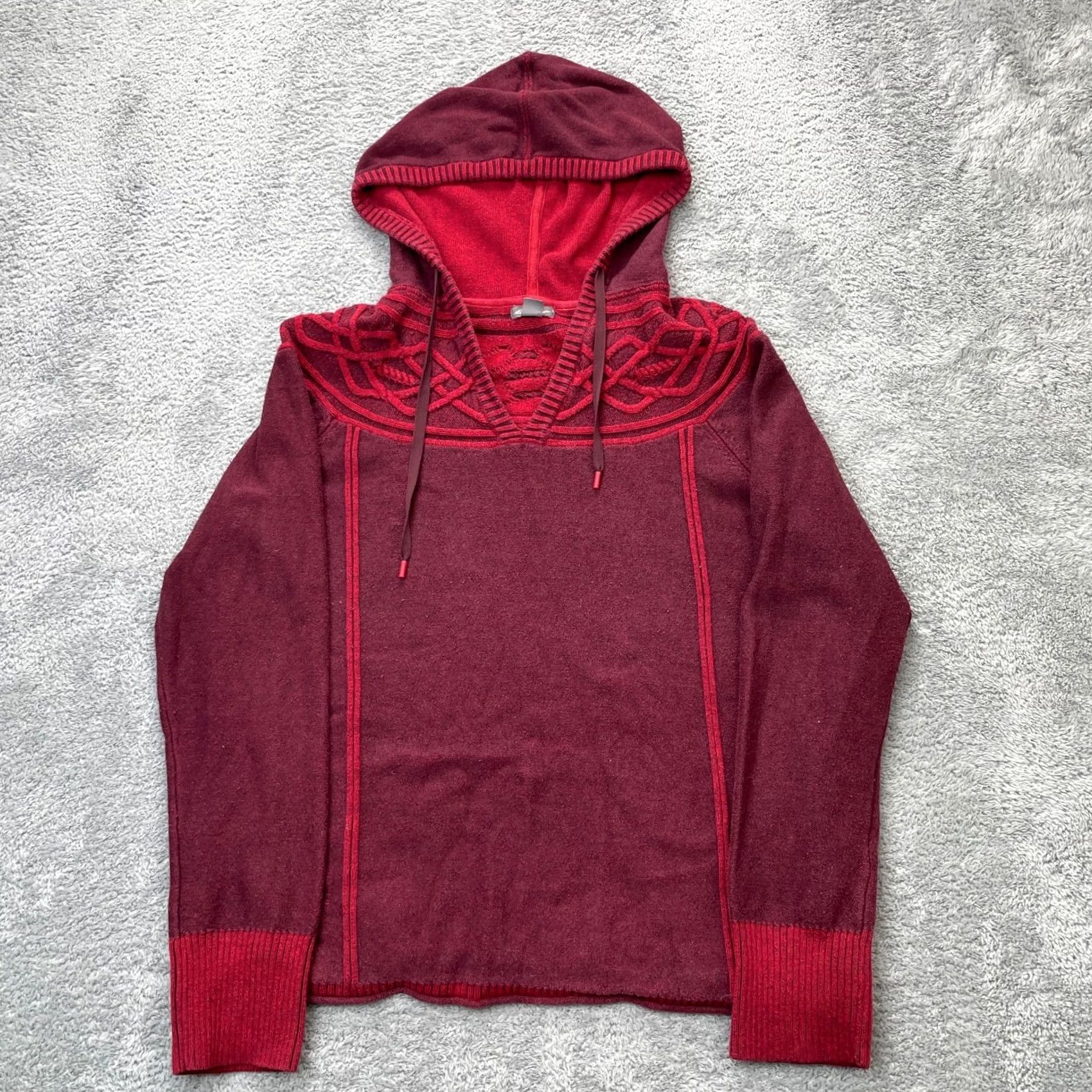 Eddie Bauer VINTAGE Eddie Bauer Sweater Womens XL Red Fair Isle Hooded Tight Knit Pullover Raglan Sleeve Knit Wool Blend Top Womens Size XL / US 12-14 / IT 48-50 - 2 Thumbnail