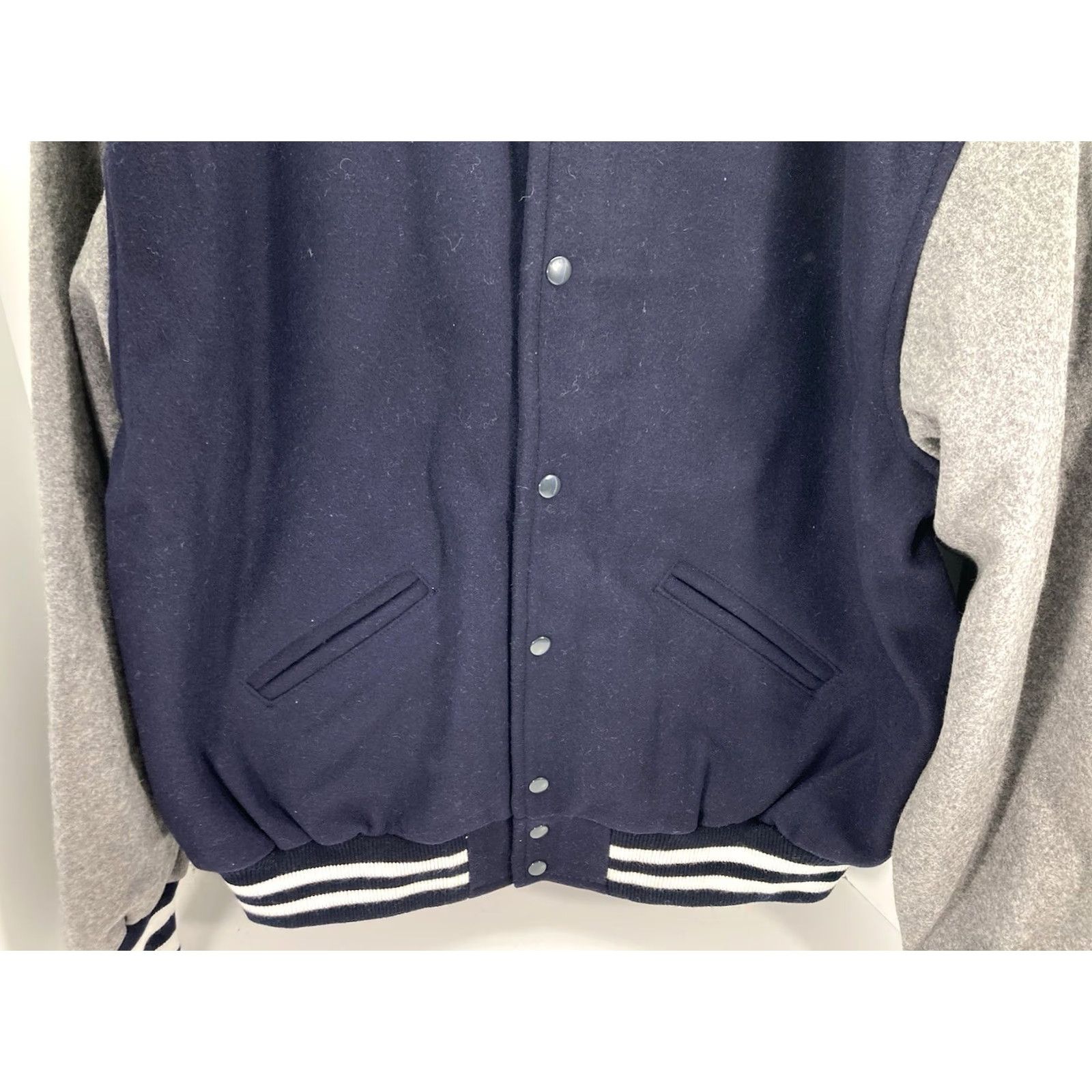 Vintage Maverick Varsity Jacket Men L Wool Blue Gray Full Snap USA NWOT Size US L / EU 52-54 / 3 - 3 Thumbnail