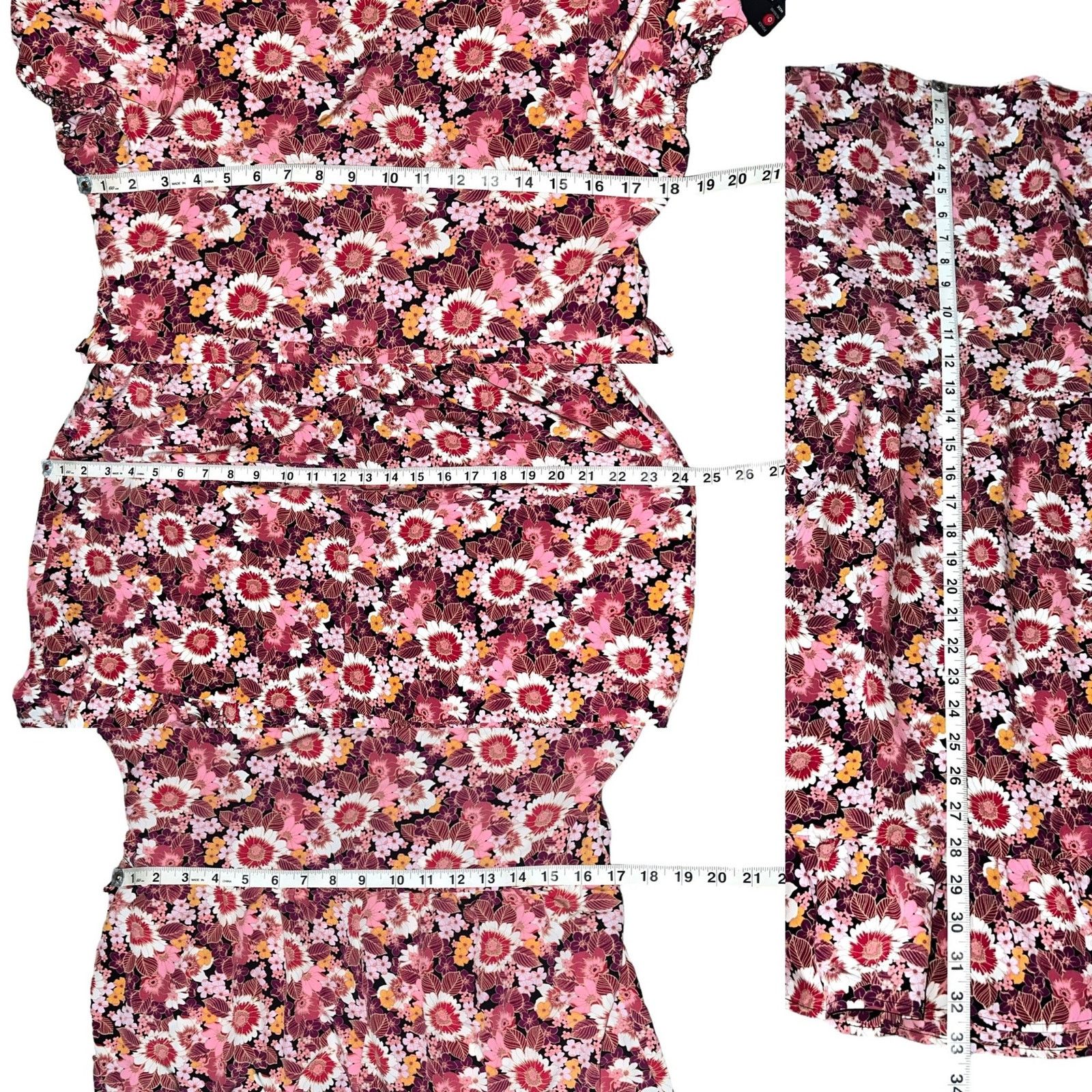 Other As U Wish Juniors' Puff Sleeve Floral Ruffled Dress MED NWT. Size M / US 6-8 / IT 42-44 - 11 Thumbnail