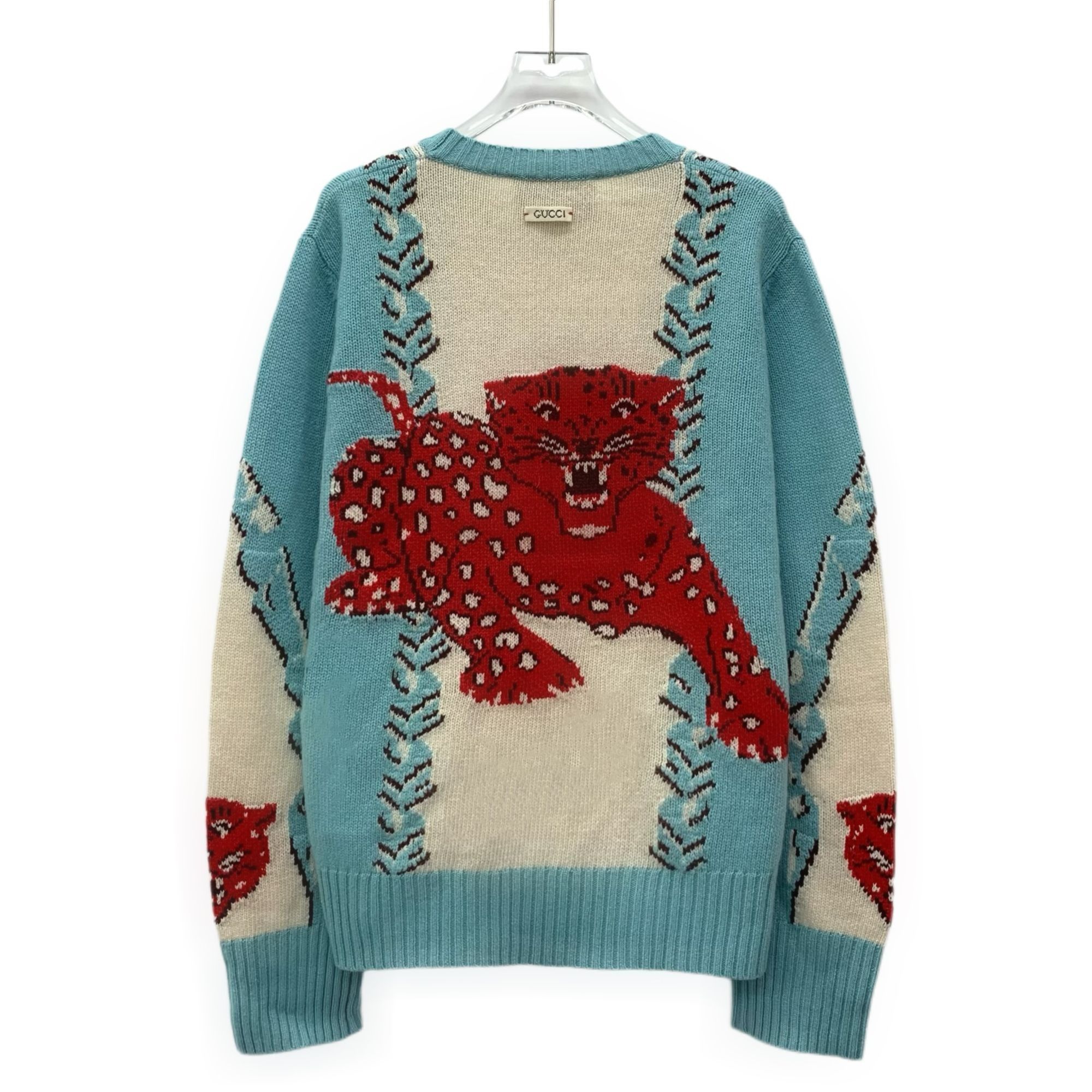 Gucci GUCCI Red Tiger Wool Knit Sweater Size S Turquoise Cream Lux Size S / US 4 / IT 40 - 8 Thumbnail