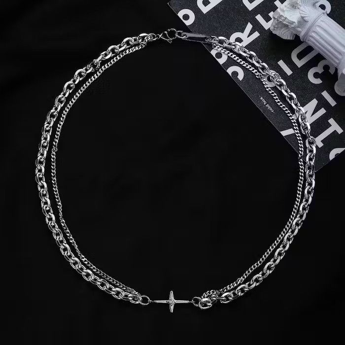 Other Punk Double Layer Cross Chain Necklace Size ONE SIZE - 2 Thumbnail