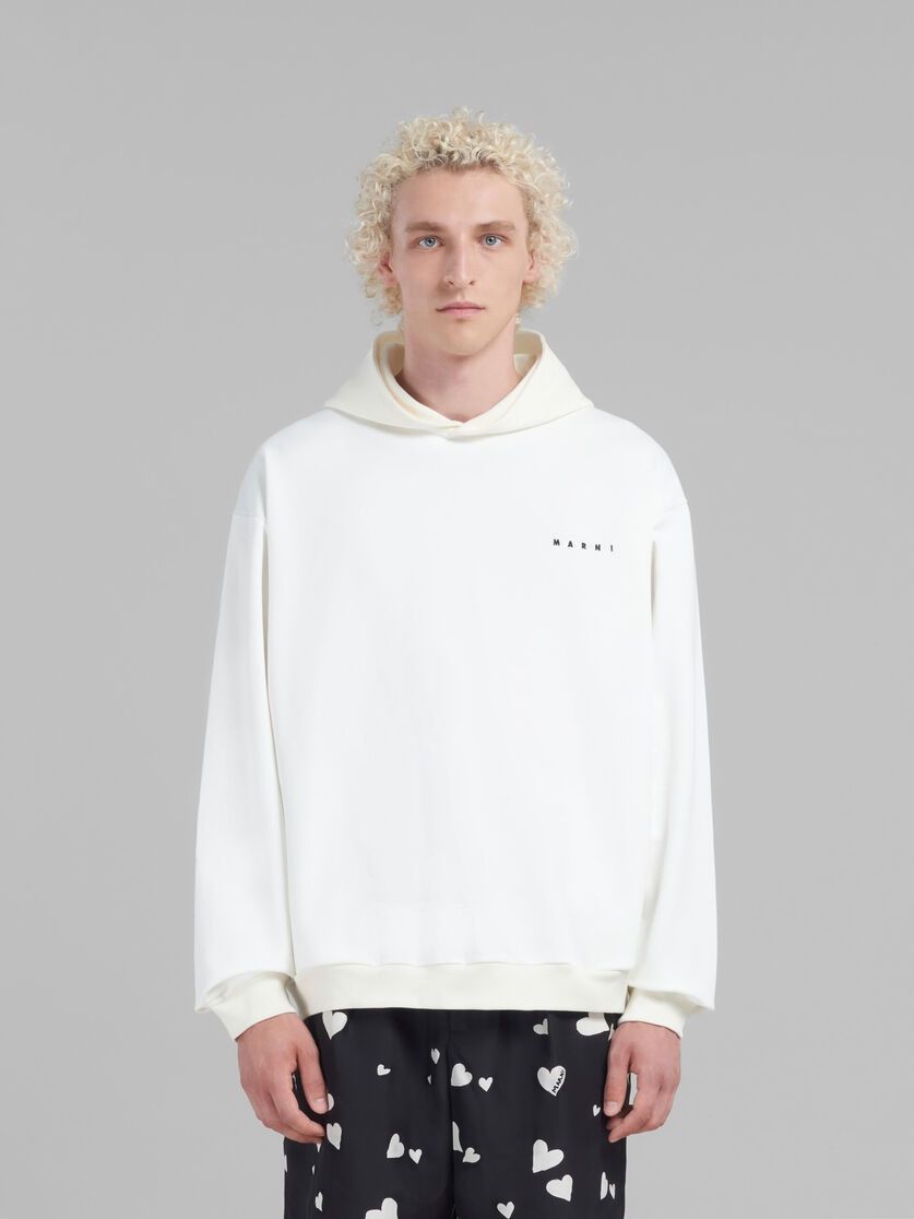 Marni o1w1db11024 Hearts Print Hoodie in White Size US M / EU 48-50 / 2 - 1 Thumbnail