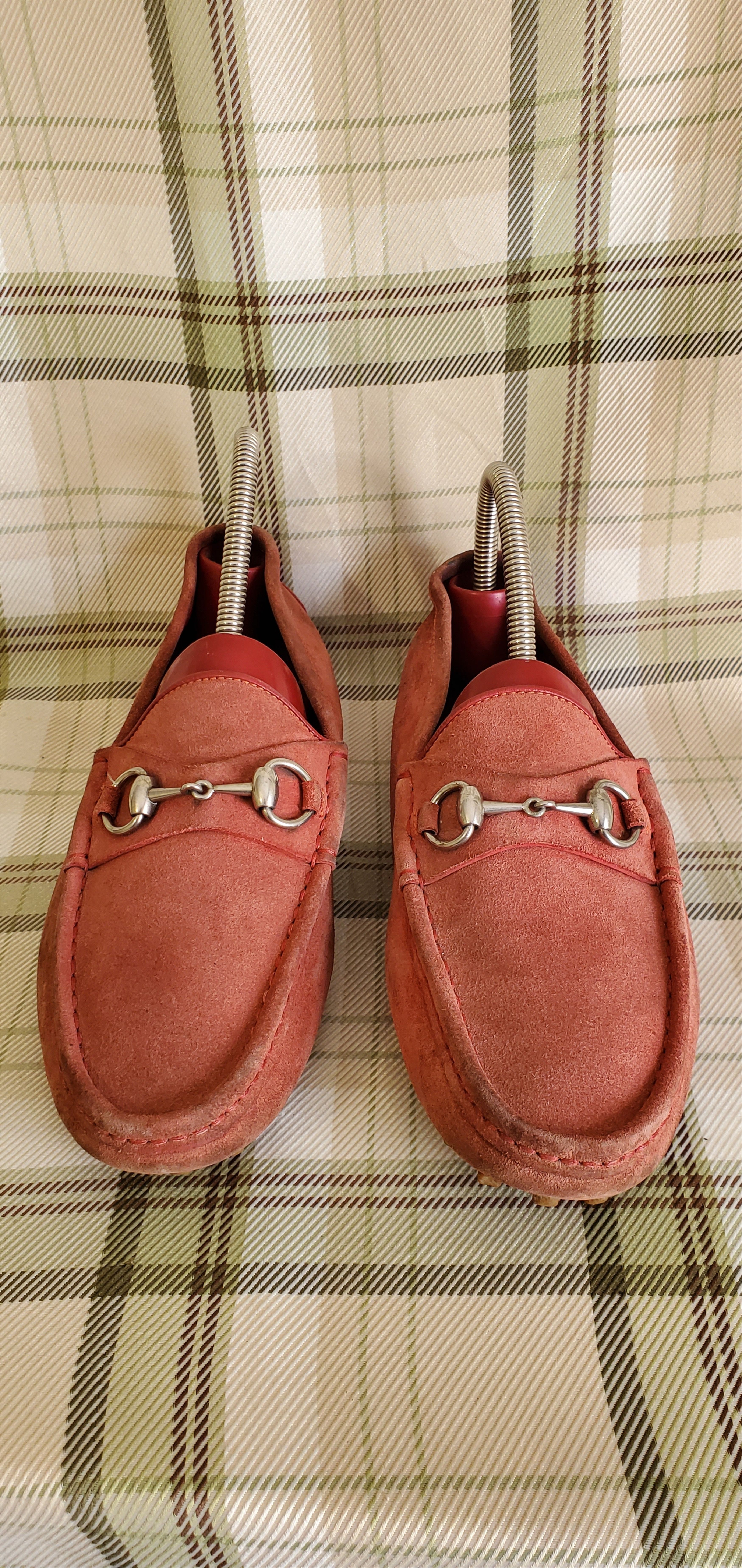 Gucci GUCCI Red Suede Slip On Leather Driving Loafers Size US 7.5 / EU 40-41 - 2 Thumbnail