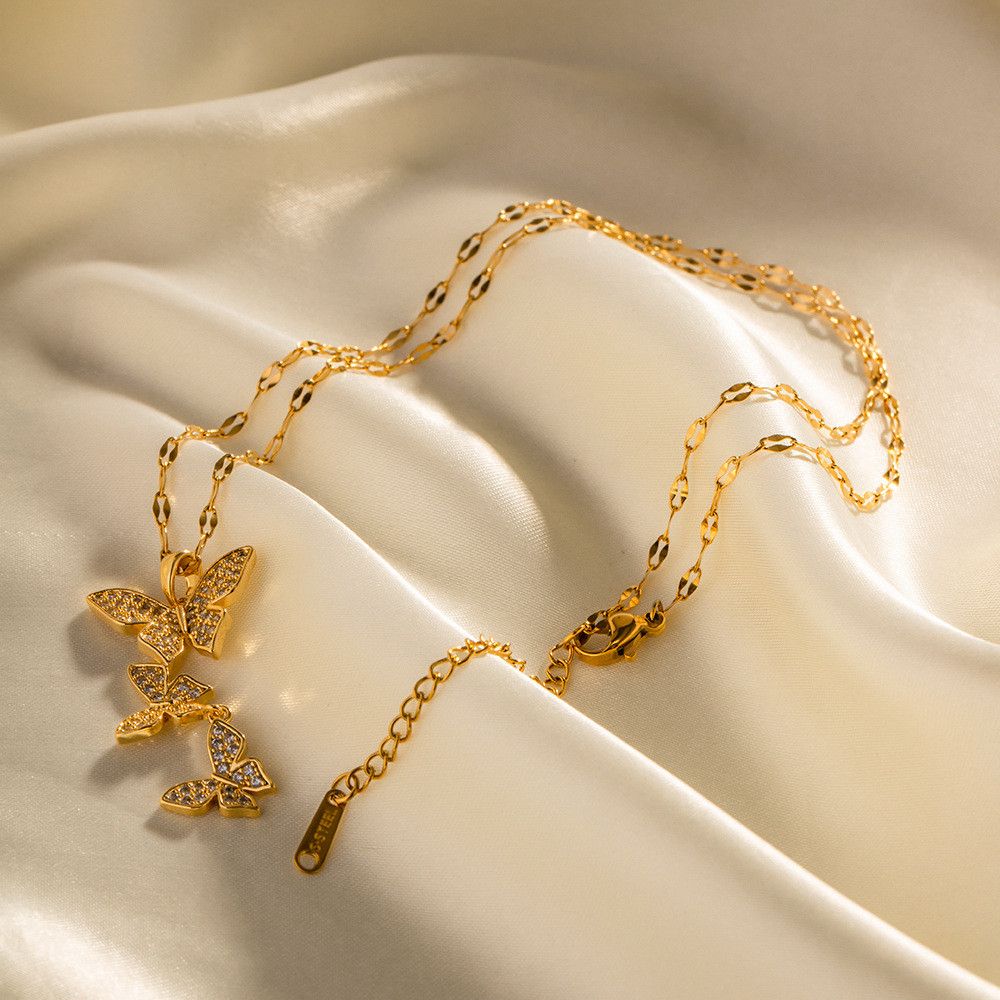 Other 18K Gold Butterfly Zircon Pendant Necklace Size ONE SIZE - 2 Thumbnail