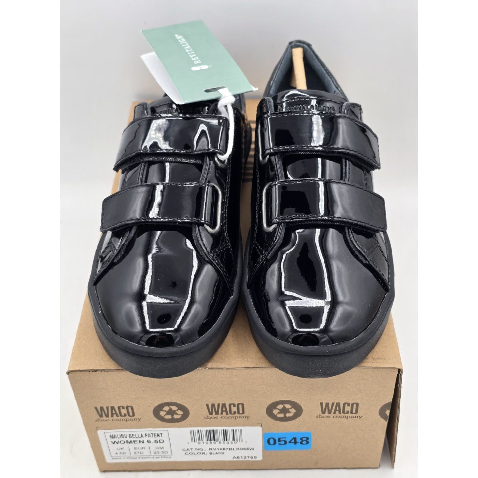 Revitalign Sneaker Women Malibu Black Solid Orthotic Sz 6.5 D(M)