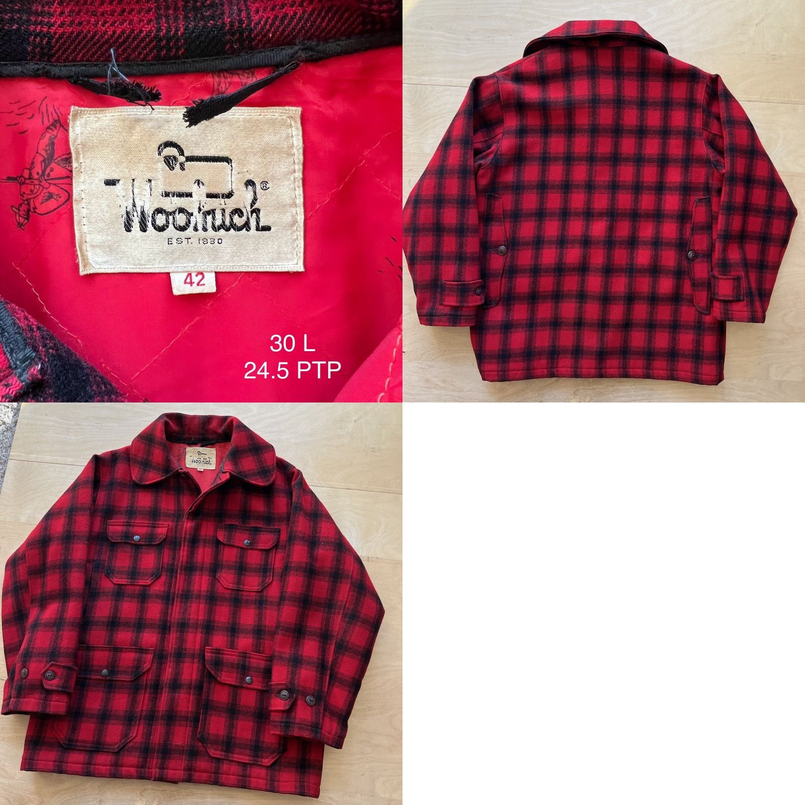 Vintage Vintage Woolrich Buffalo Plaid Chore Jacket 42 Red Woolrich Chore Jacket Mens Regular Wool 80s USA Workwear Logo Zip Jacket Size US XS / EU 42 / 0 - 8 Thumbnail