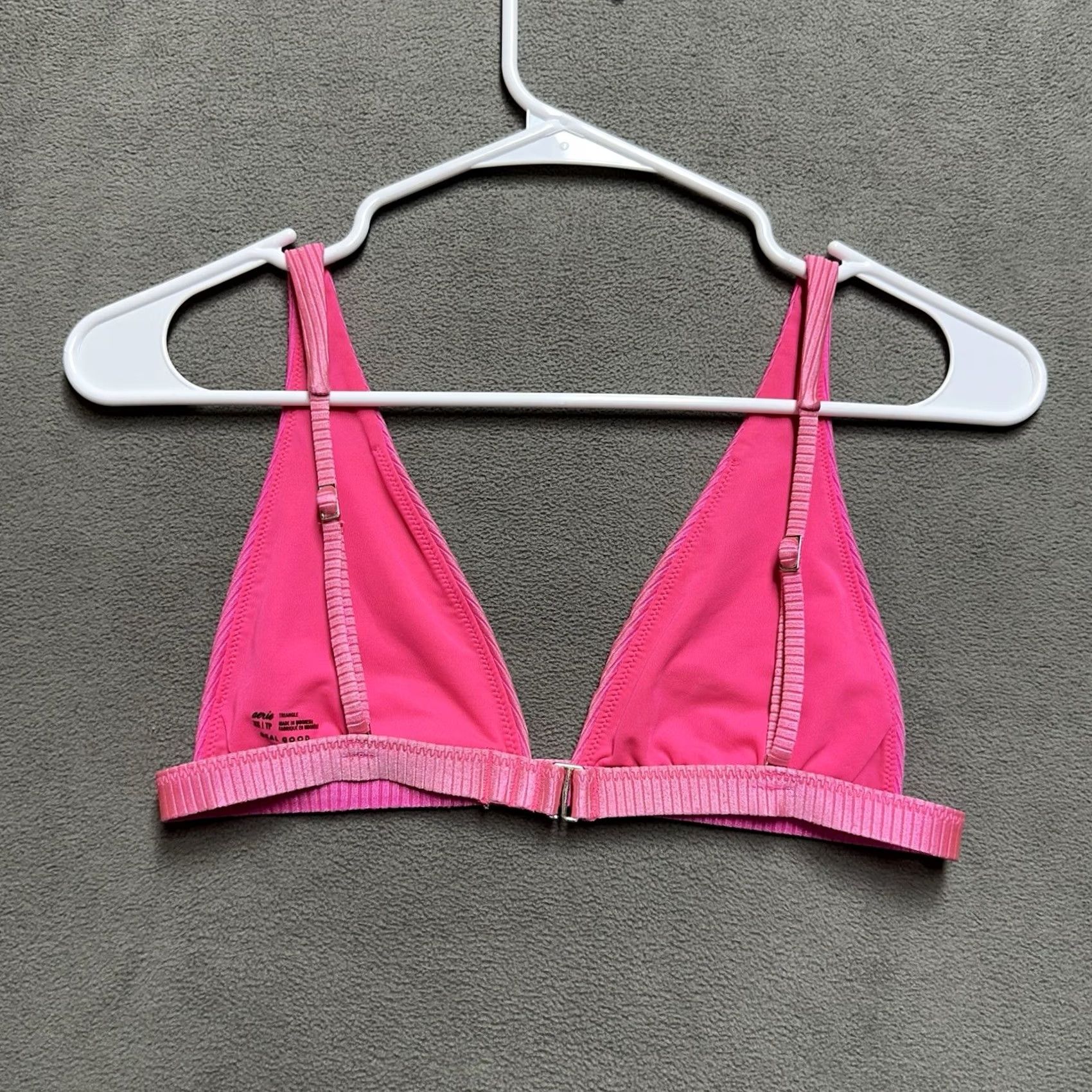 Vintage Aerie American Eagle Bikini Top Womens XS Pink Ribbed Shine Triangle Size XS / US 0-2 / IT 36-38 - 2 Thumbnail