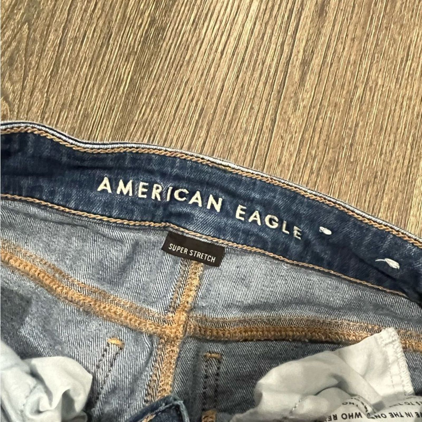 American Eagle Outfitters American Eagle Straight Jeans Super Stretch Distressed Size 27" / US 4 / IT 40 - 8 Thumbnail