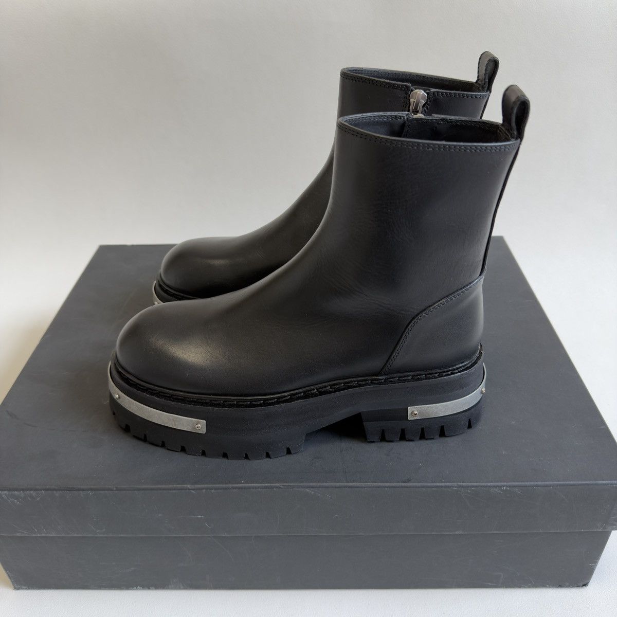 Ann Demeulemeester Metal Plaque Detail Black ‘Tucson’ Combat Boots Size US 6 / IT 36 - 22 Thumbnail