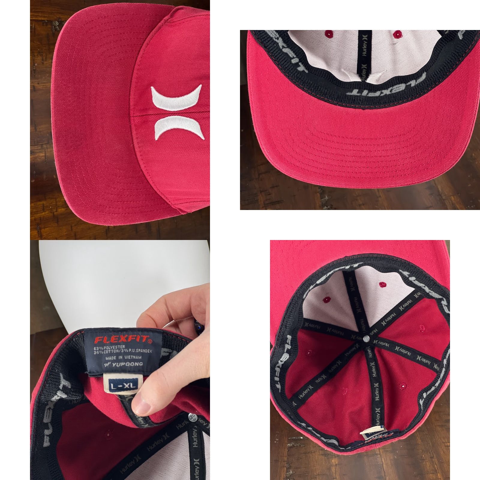 Hurley Billabong Hat Cap Fitted Adult Large Red Skate Polyester Twill A Size ONE SIZE - 8 Thumbnail
