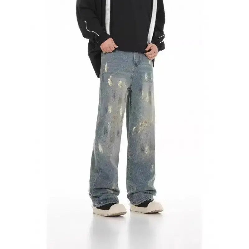 Japanese Brand Retro loose high street splashed graffiti jeans Size US 32 / EU 48 - 3 Thumbnail