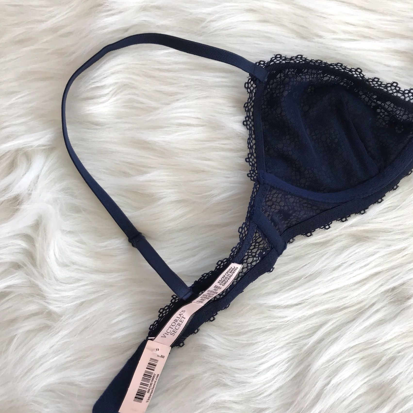 Victoria's Secret Victoria's Secret Bralette Bra XS Dark Blue Floral Lace Underwire NWT Womens Size ONE SIZE - 7 Thumbnail