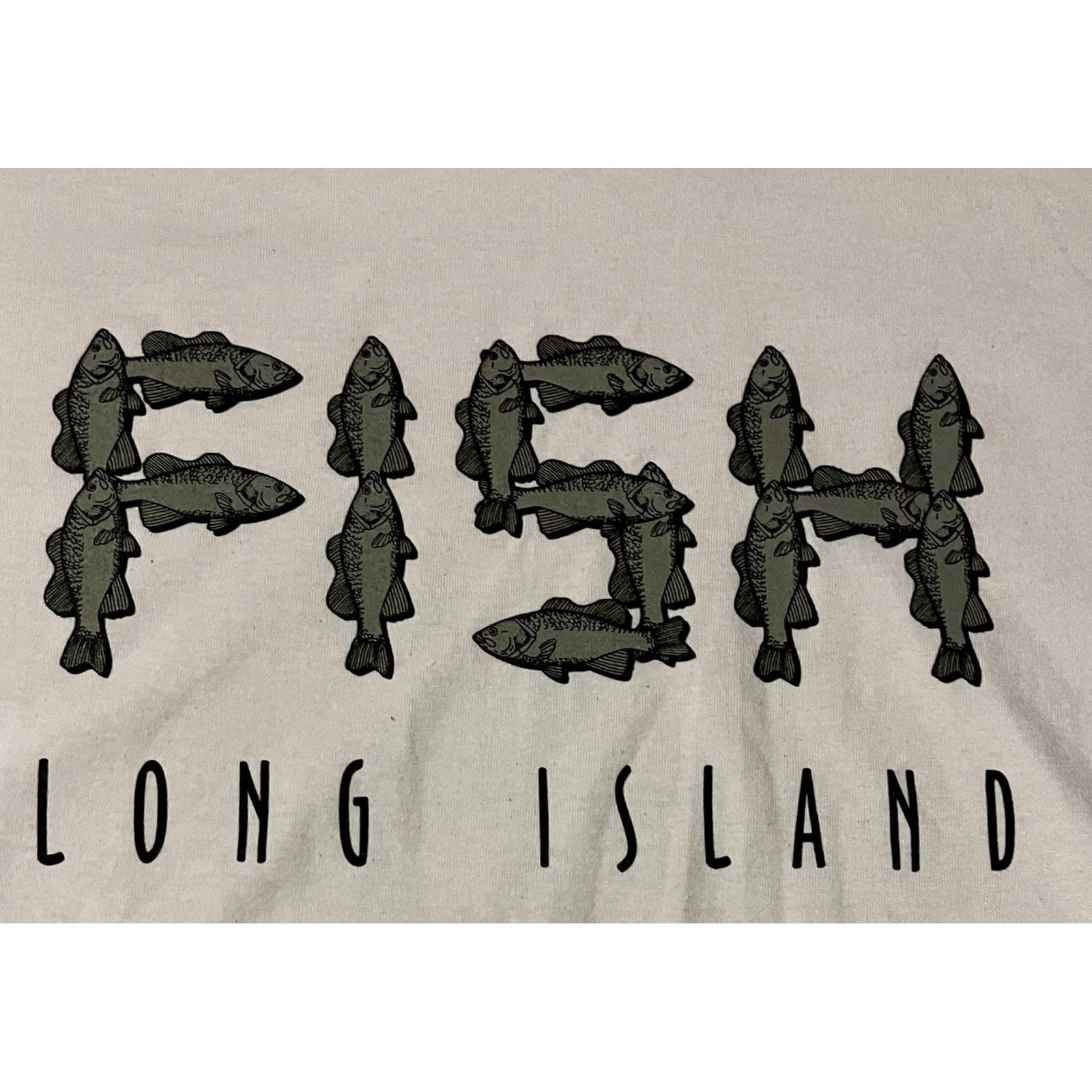 Jerzees VINTAGE Fish Long Island Shirt Mens Extra Large White Grey 90s Graphic Print Size US XL / EU 56 / 4 - 2 Thumbnail