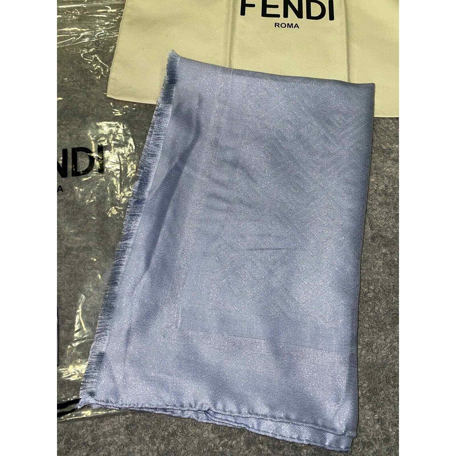 Fendi Fendi Monogram Logo Silk Fringe Hem Wrap Shawl Stole Scarf Size ONE SIZE - 5 Thumbnail
