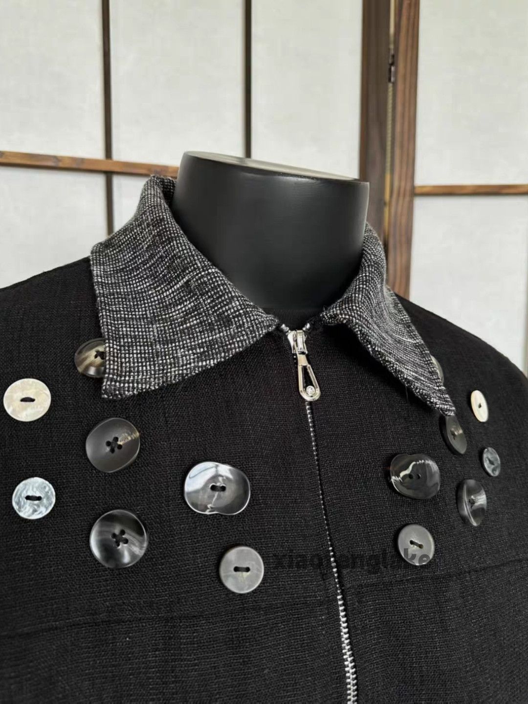 Utility punk yuppie patchwork button cleanfit jacket