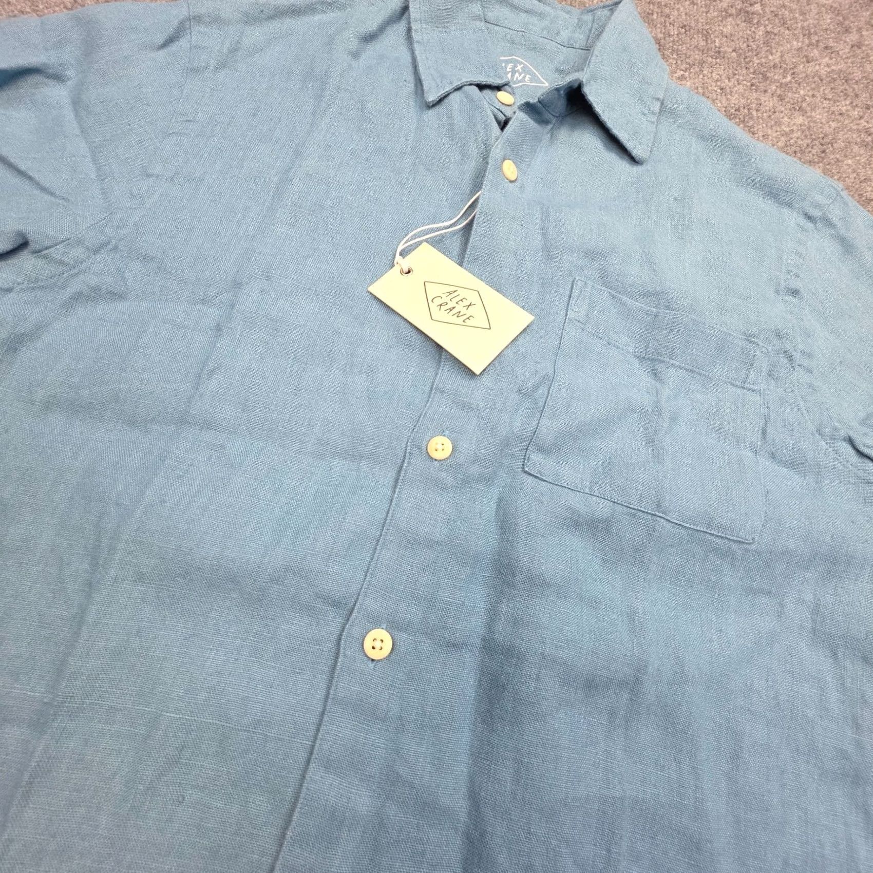 Vintage ALEX Crane Knit Ola Shirt Mens Small Blue (Indigo) Button Up Linen NWT Size US S / EU 44-46 / 1 - 2 Thumbnail
