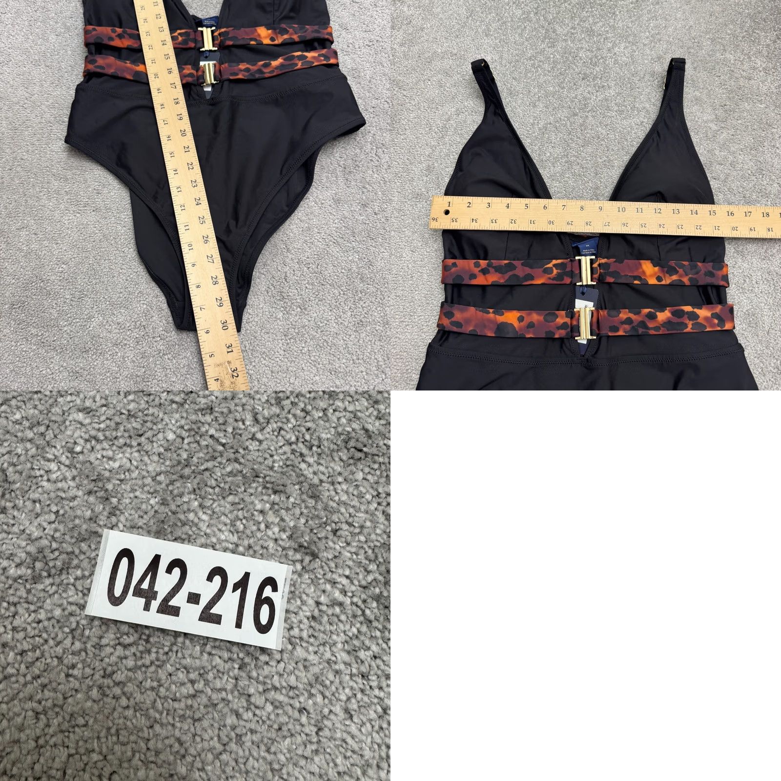 Vintage Fox & Royal One Piece Beach Leopard Belted Swimwear Bodysuit M Black Animal Print Velcro? Size M / US 6-8 / IT 42-44 - 10 Thumbnail