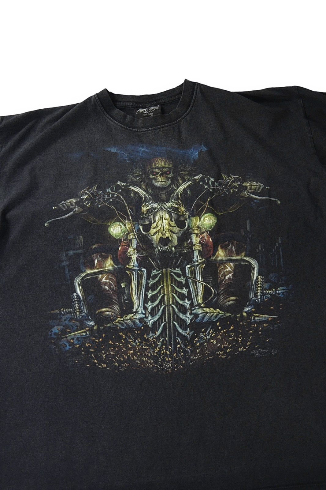 Vintage Rock Vintage Faded Biker Skull Graphic Tee 90s Size US XL / EU 56 / 4 - 5 Thumbnail
