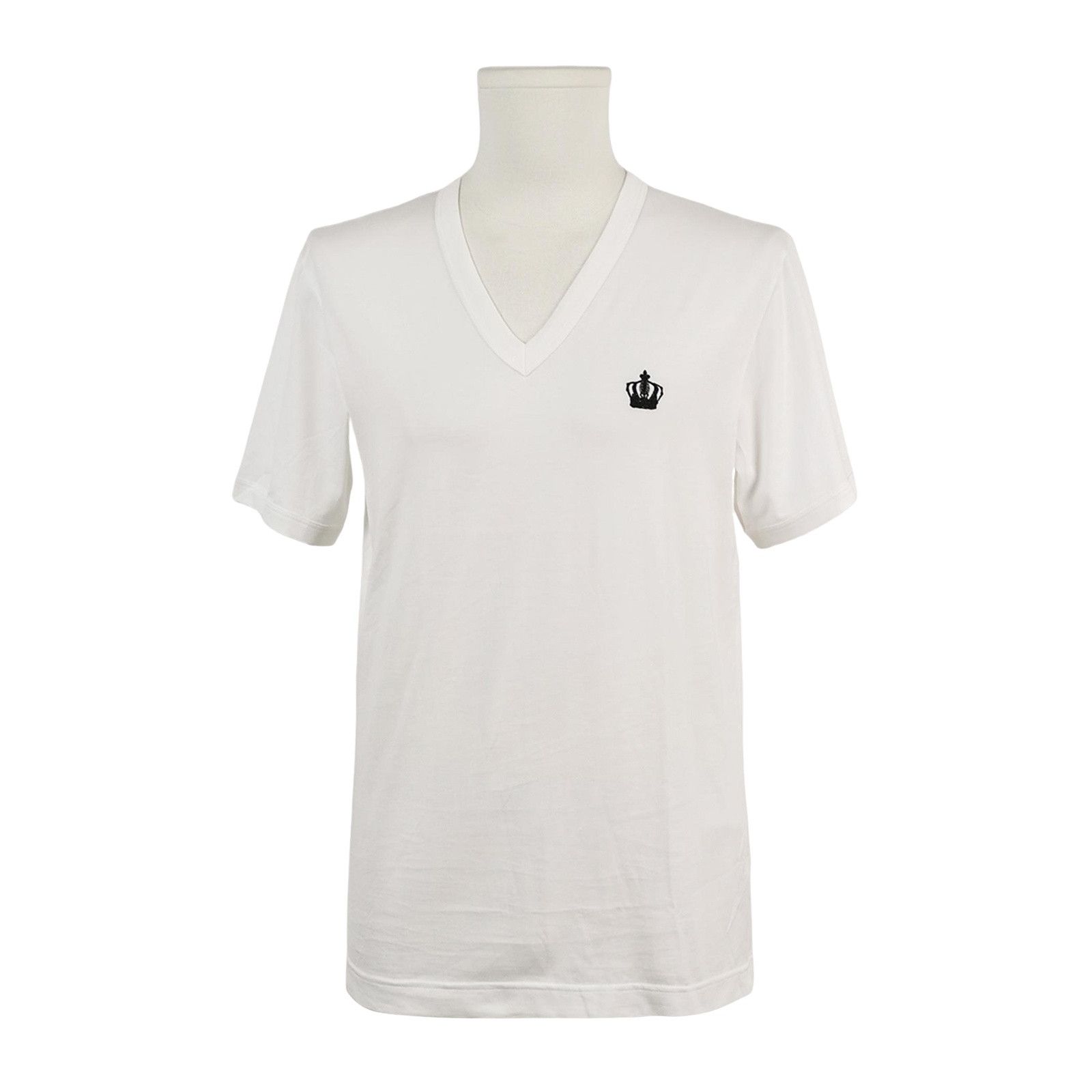 Dolce & Gabbana Dolce & Gabbana Crown Embroidered V-Neck T-Shirt 48 Size US M / EU 48-50 / 2 - 1 Thumbnail