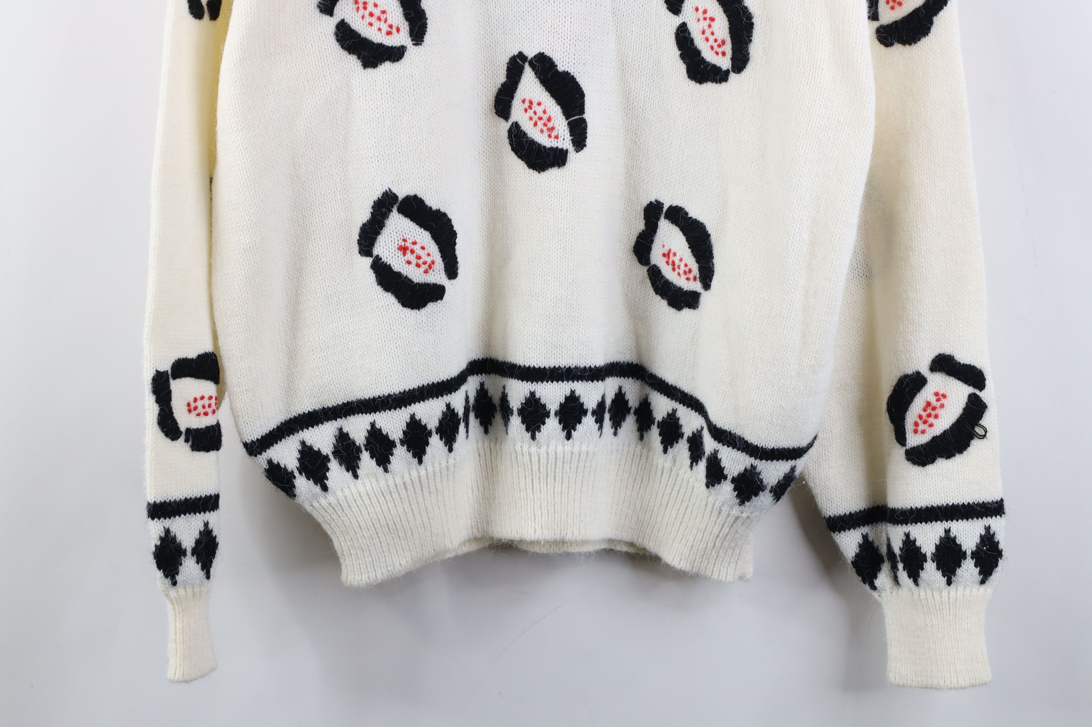 Vintage Vintage 70s Streetwear Abstract Flower Knit Sweater Size L / US 10 / IT 46 - 3 Thumbnail