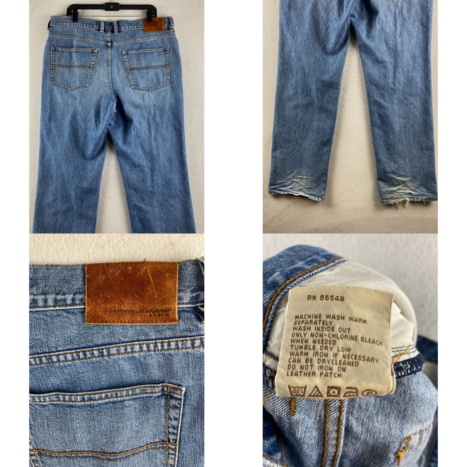 Tommy Bahama Tommy Bahama Jeans Mens 36 Blue Classic Fit Straight Distressed Denim Jeans Size US 36 / EU 52 - 10 Thumbnail