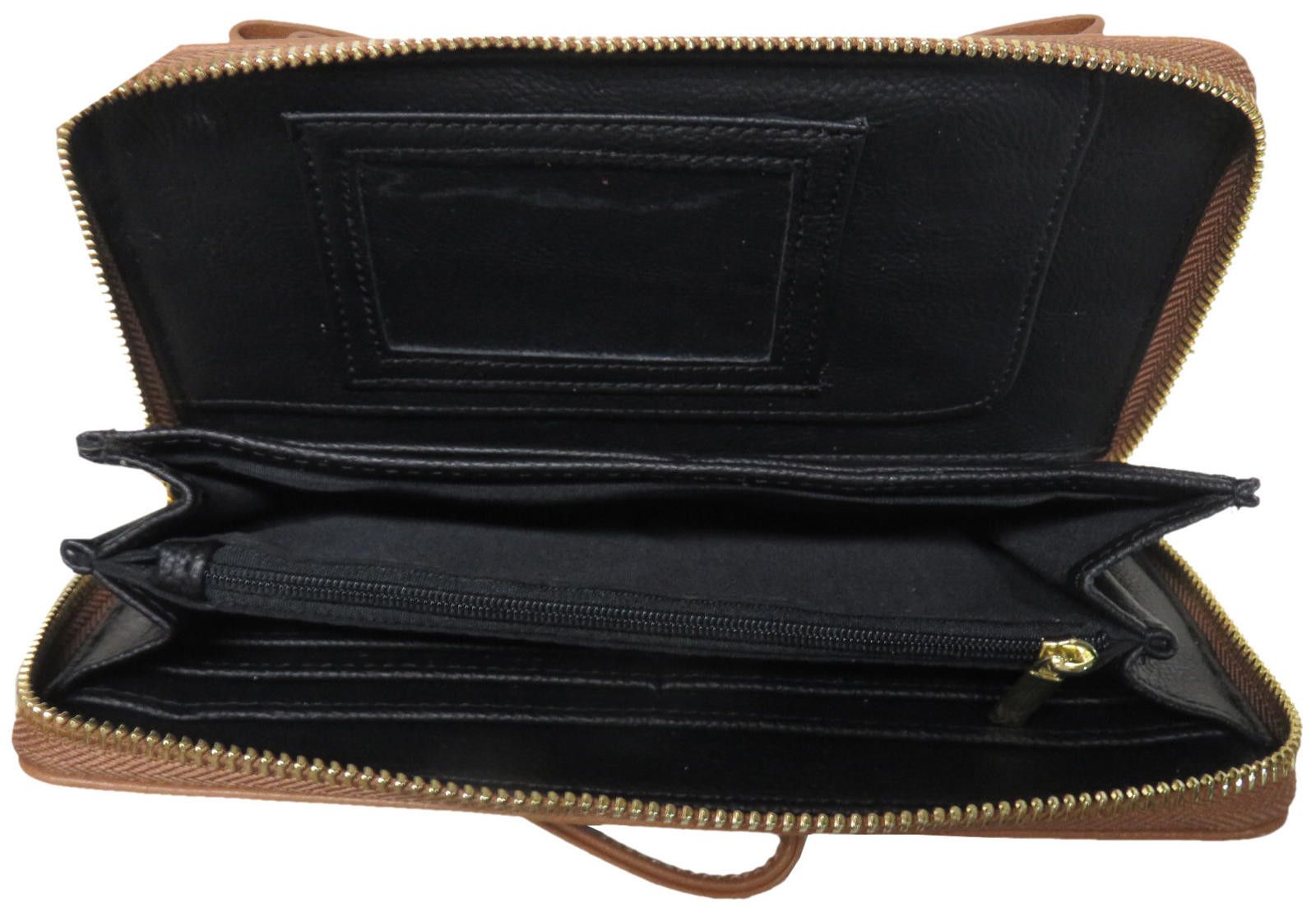 Designer Betsey Johnson Large Bow Zip Around Wallet Cognac Size ONE SIZE - 2 Thumbnail