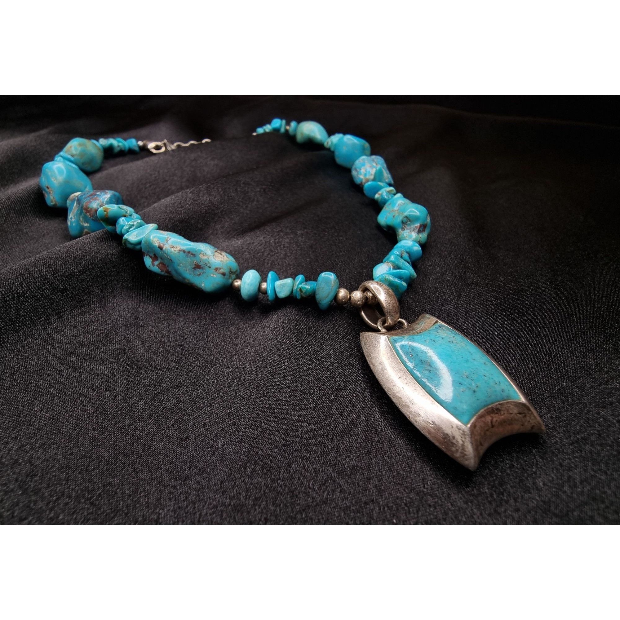 Vintage Barse 925 Sterling Silver Turquoise Beaded Necklace With Pen Size ONE SIZE - 4 Thumbnail