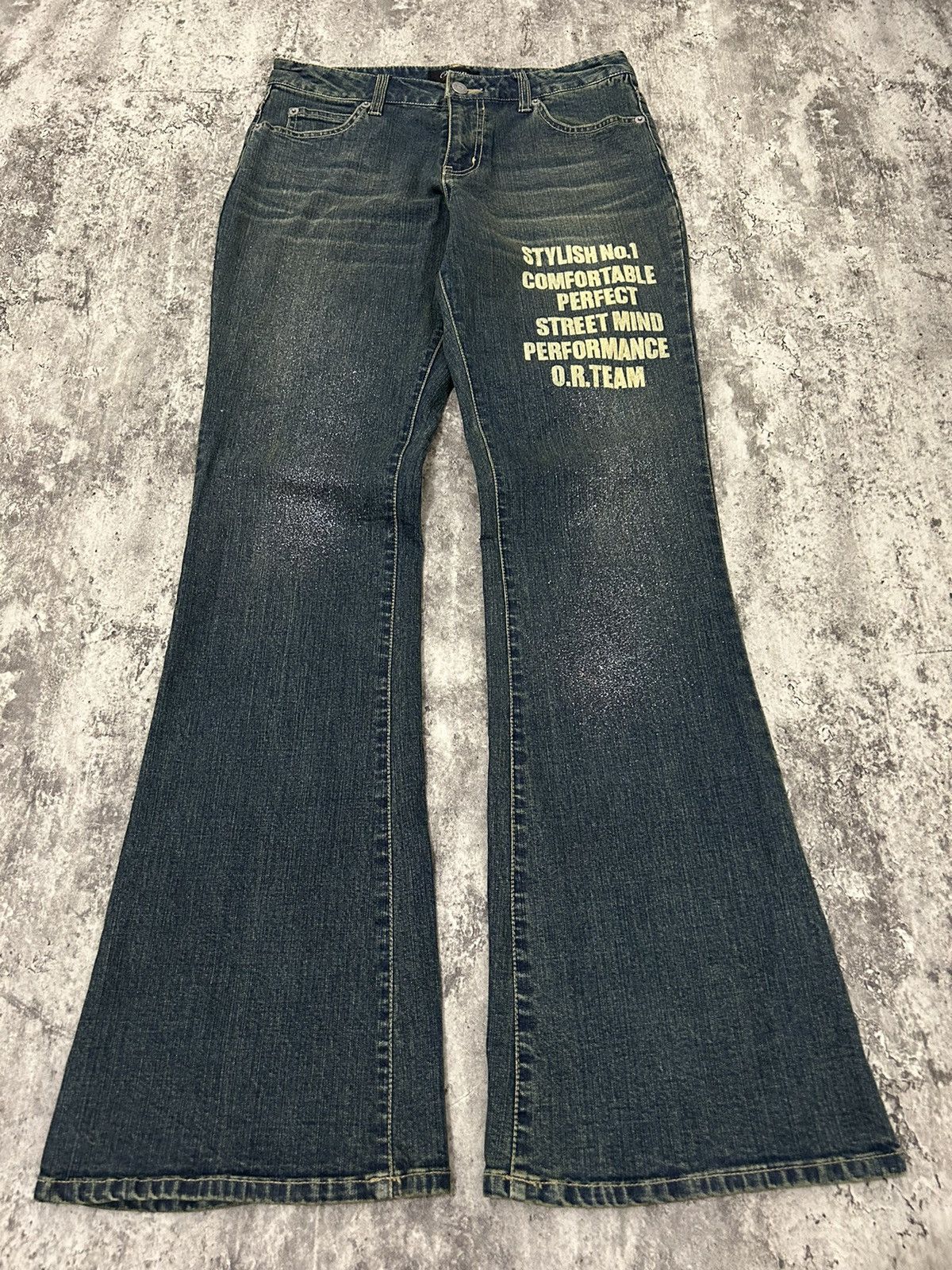 If Six Was Nine Vintage Oririn Gliter Flare Jeans Size US 28 / EU 44 - 1 Thumbnail