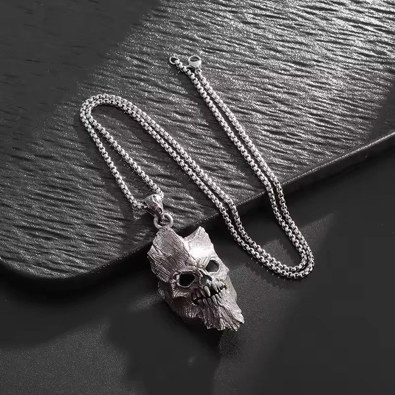 Jewelry Retro Gothic Death Skull Warrior Mask Pendant Necklace Size ONE SIZE - 5 Thumbnail