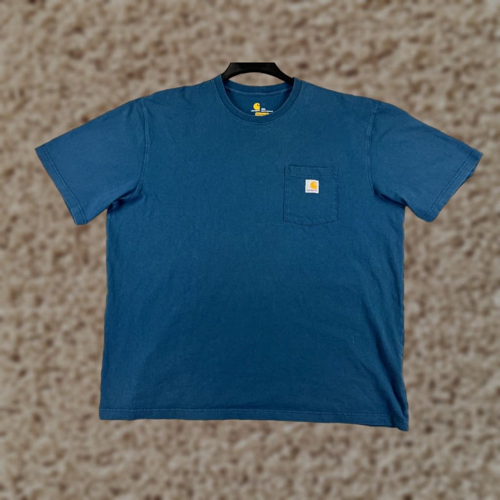Carhartt Carhartt Shirt Mens 2XL Blue Short Sleeve Crew Neck Pocket Cotton K87 Work Size US XXL / EU 58 / 5 - 1 Thumbnail