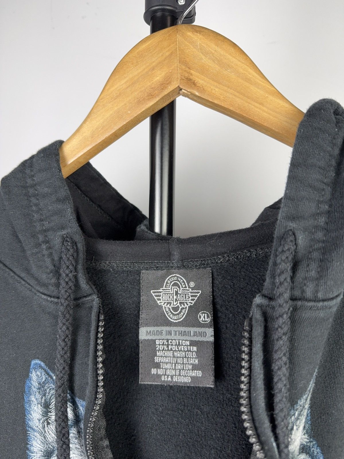 Vintage 00s Rock Eagle Wolf Print Zip Hoodie With Graphic Sleeves Size US L / EU 52-54 / 3 - 7 Thumbnail