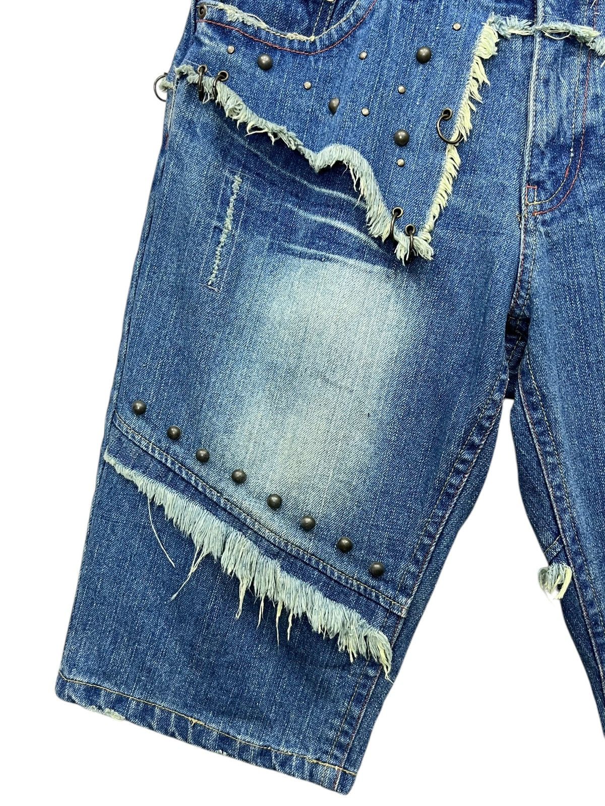 Grunt Style 🔥Grunge Studded Frayed Spliced Piercing Ripped Denim Shorts Size US 32 / EU 48 - 6 Thumbnail