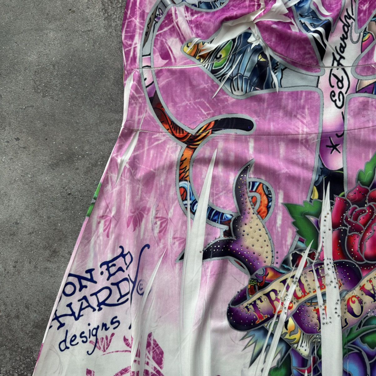 Ed Hardy Ed Hardy Vintage Y2K “True Love Rose” Pink Dress Size S / US 4 / IT 40 - 5 Thumbnail