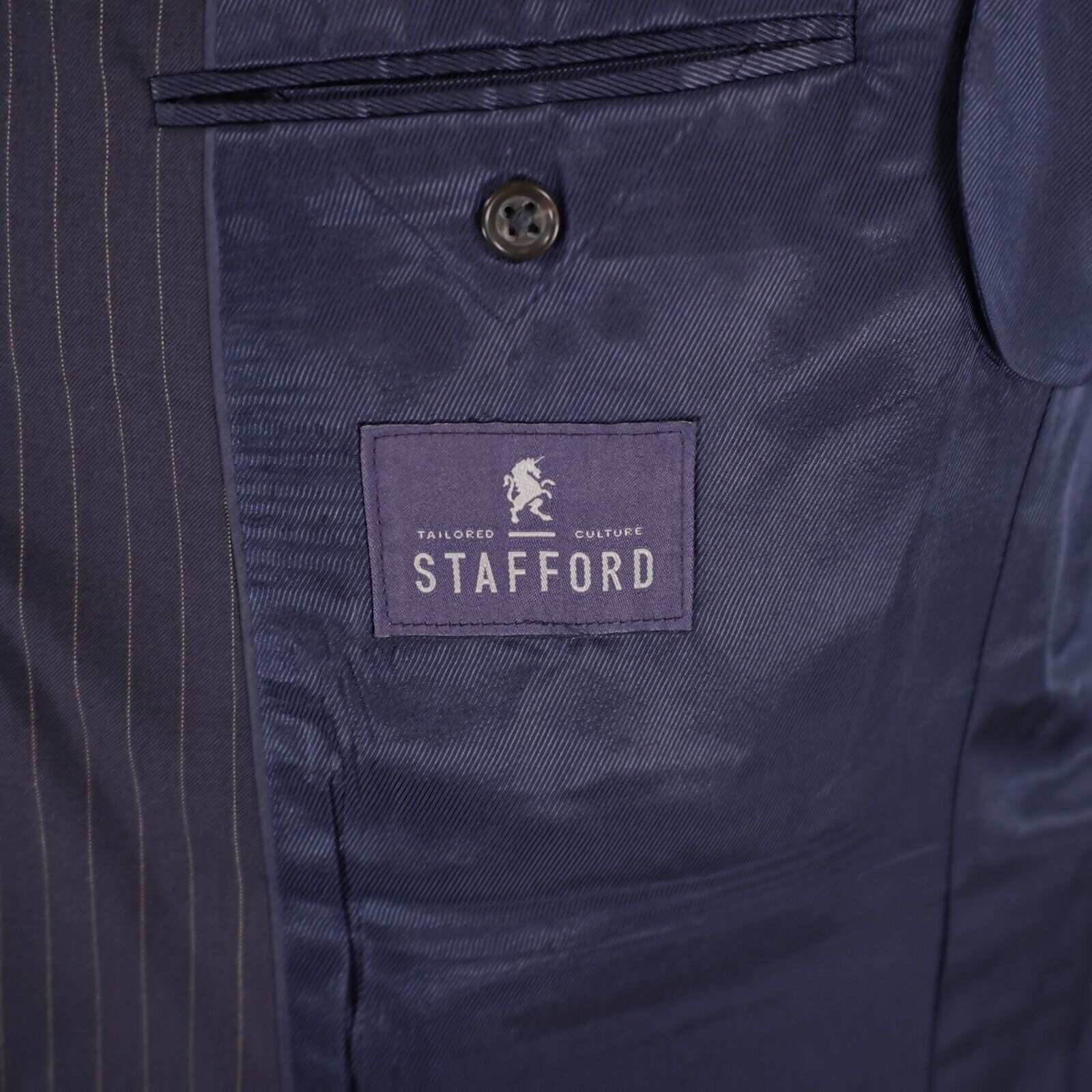 Stafford Stafford Super 100s Wool Blue Striped 2 Piece Suit 44R 37/33 Size 44R - 12 Thumbnail