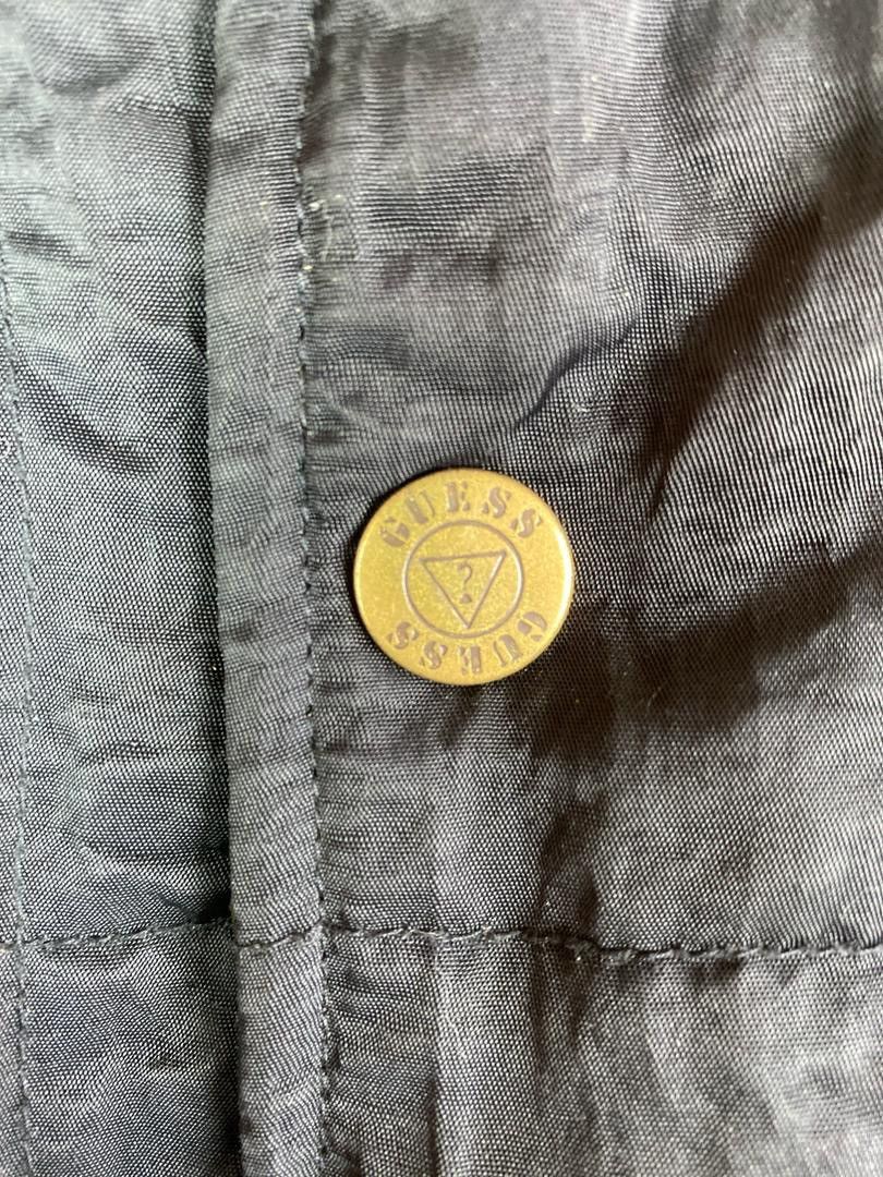 Guess × Vintage 90s rare GUESS goatskin sleeve snap button varsity jacket Size US L / EU 52-54 / 3 - 4 Thumbnail