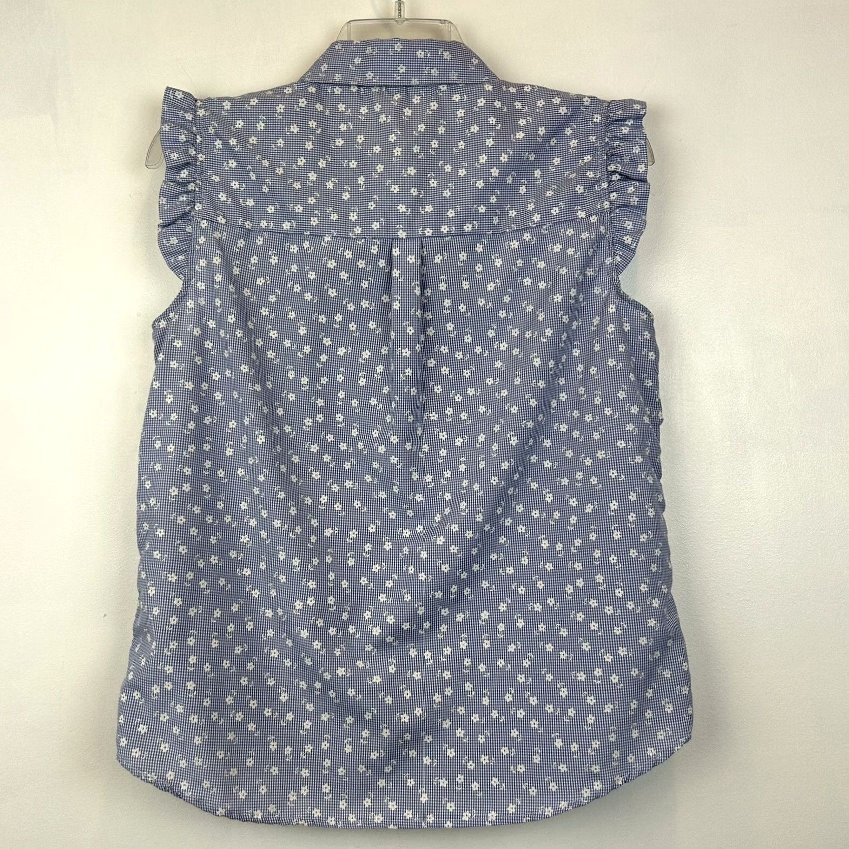 Vintage Love Notes Milkmaid Top Womens M Sleeveless Button-Up Floral Blue Shirt Size M / US 6-8 / IT 42-44 - 2 Thumbnail