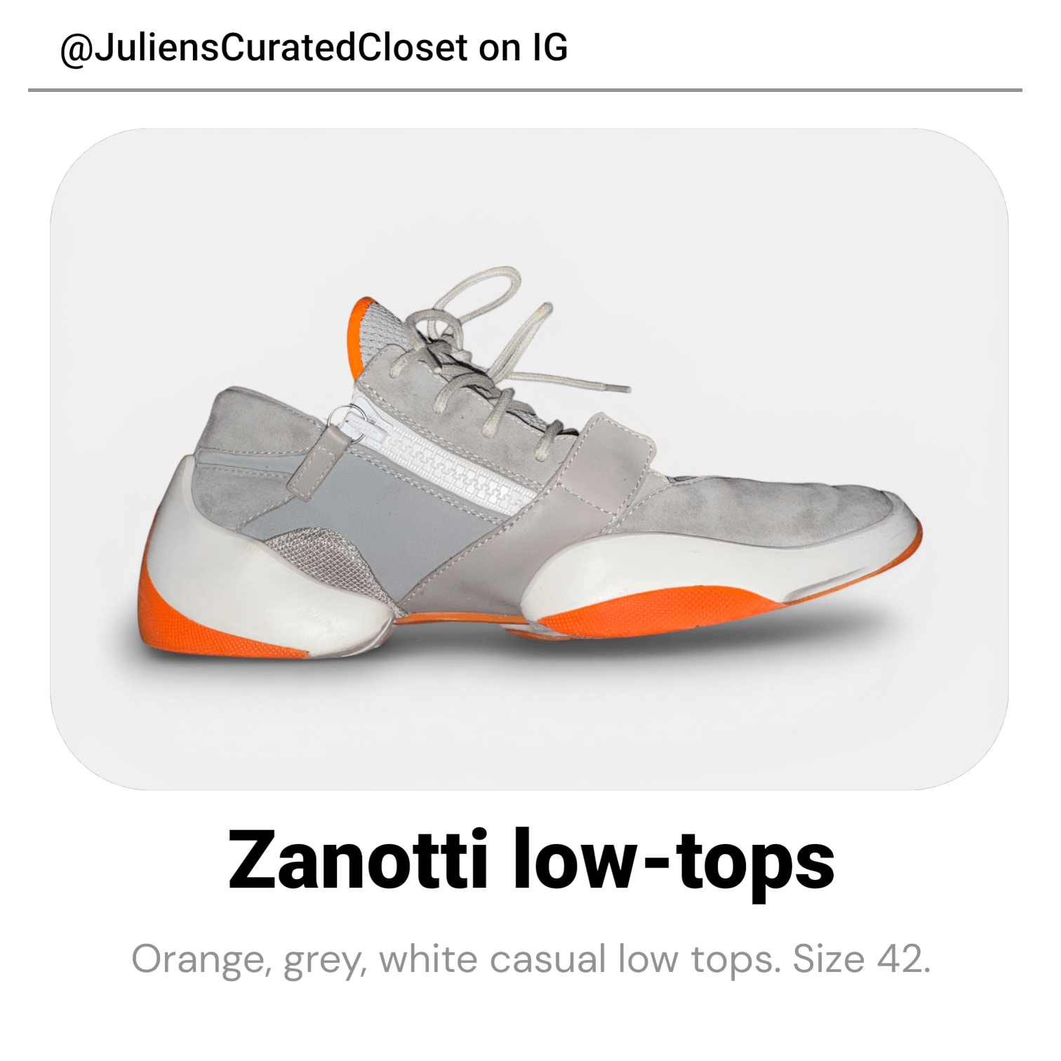 Giuseppe Zanotti Giuseppe Zanotti - Grey/Orange Leather Mid-Tops Size US 9 / EU 42 - 1 Thumbnail