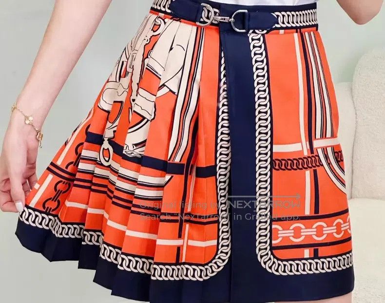 Hermes Hermes Black and Red Kelly Buckle Silk Skirt Size 24" / US 00 / IT 34 - 9 Thumbnail