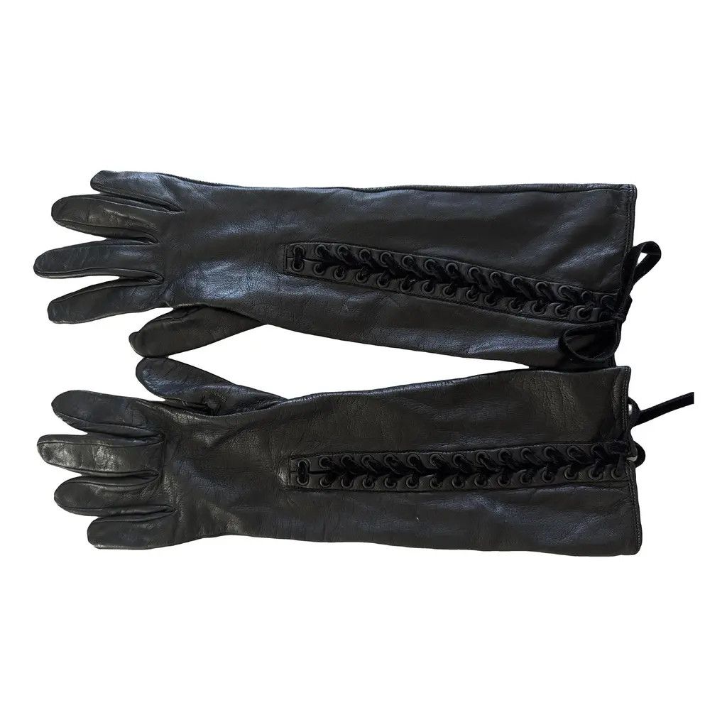 Bottega Veneta Long Laced Leather Gloves Size ONE SIZE - 1 Thumbnail