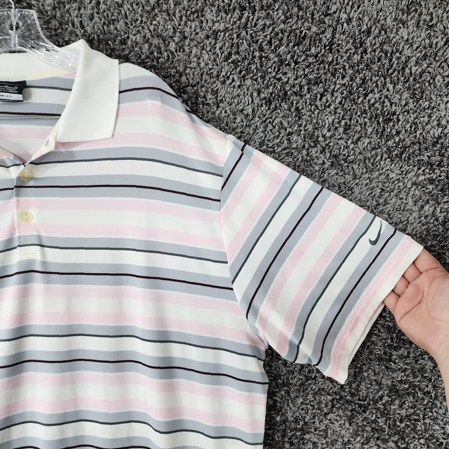 Nike Nike Golf Polo Shirt Men XL Pink Gray Striped Short Sleeve with Performance Golf Polo Shirt Size US XL / EU 56 / 4 - 3 Thumbnail