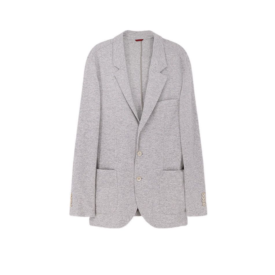 BRUNELLO CUCINELLI $4150 Pearl Gray Cashmere Jersey Blazer N