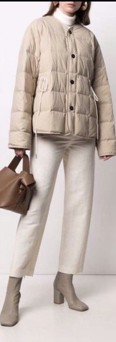 image of Jil Sander Down Puffer Jacket in Beige, Women's (Size Small)