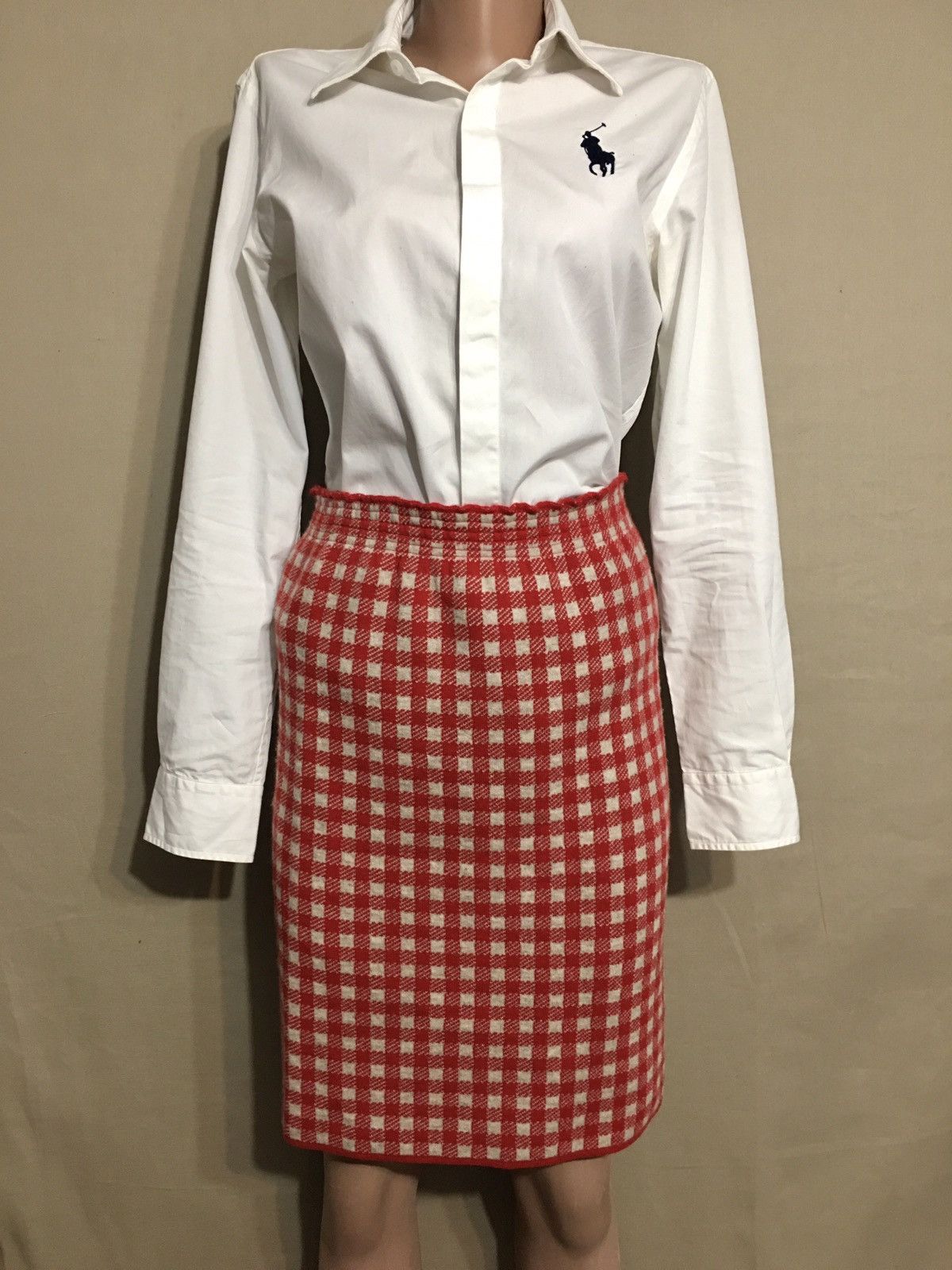 Other MORESI Como Italy Cashmere Red Check Skirt Size S Size 26" / US 2 / IT 38 - 1 Thumbnail