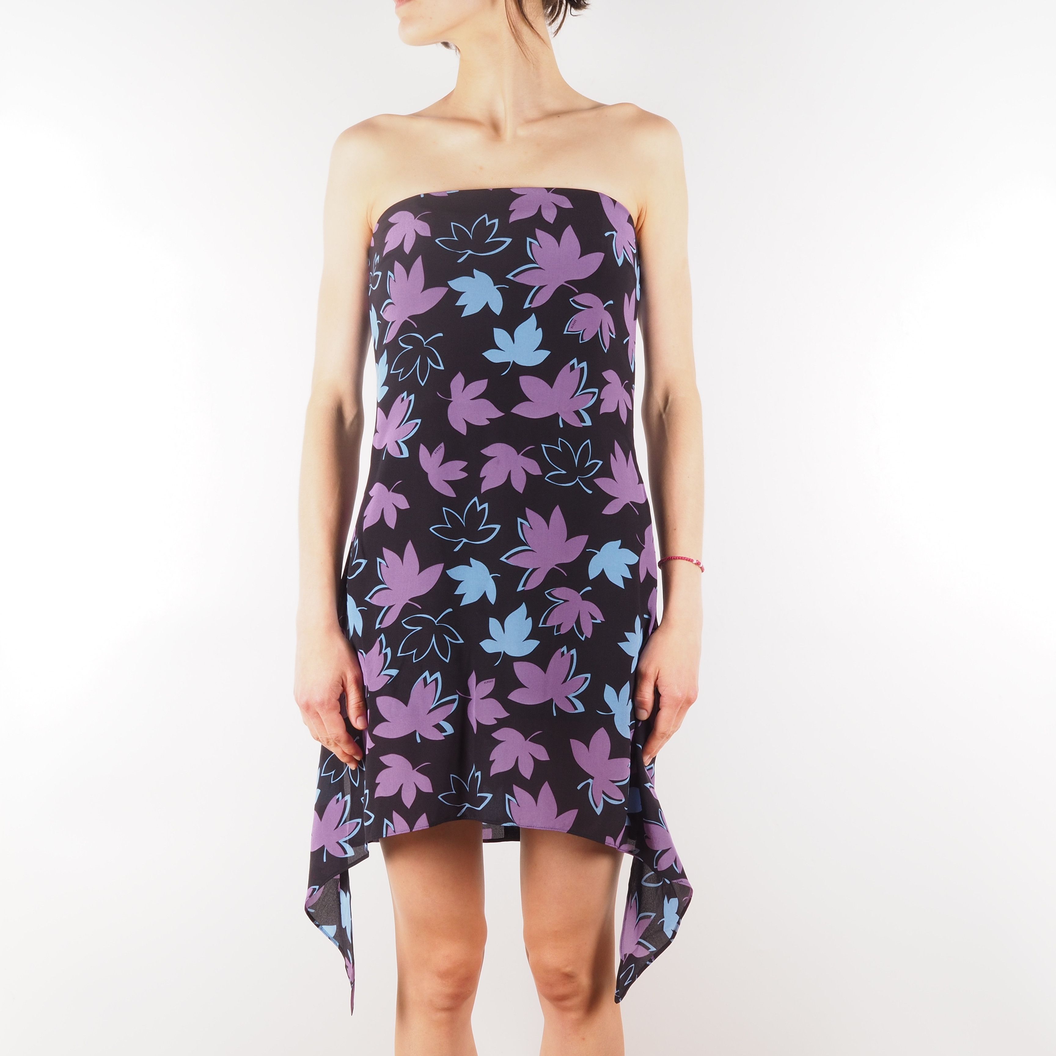 Versace × Versus Versace GIANNI VERSACE VERSUS Silk Leaves Floral Print Mini Dress Size S / US 4 / IT 40 - 2 Thumbnail