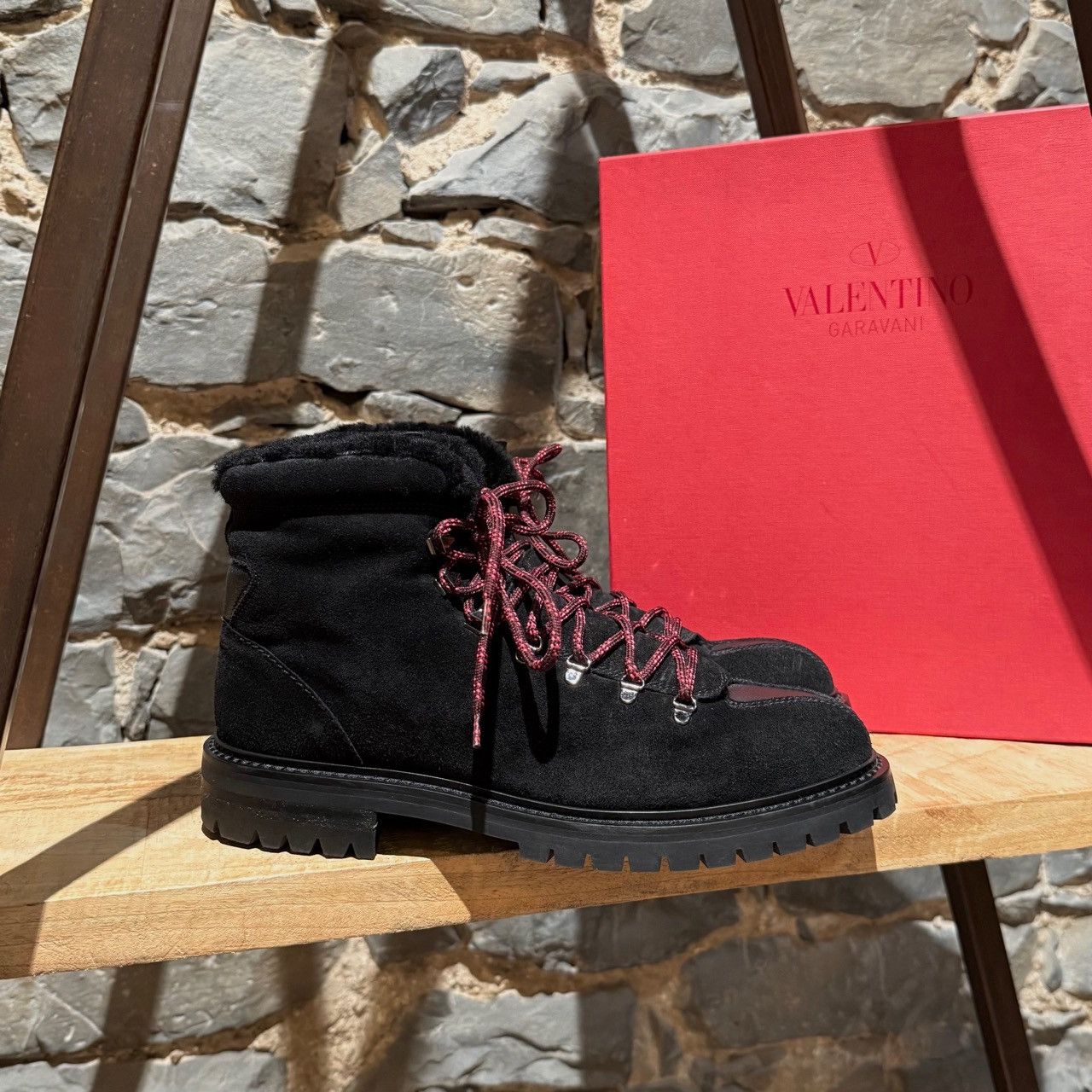 Valentino Valentino Black Suede Shearling Lined Winter Hiking Boots Size US 11 / IT 41 - 1 Thumbnail