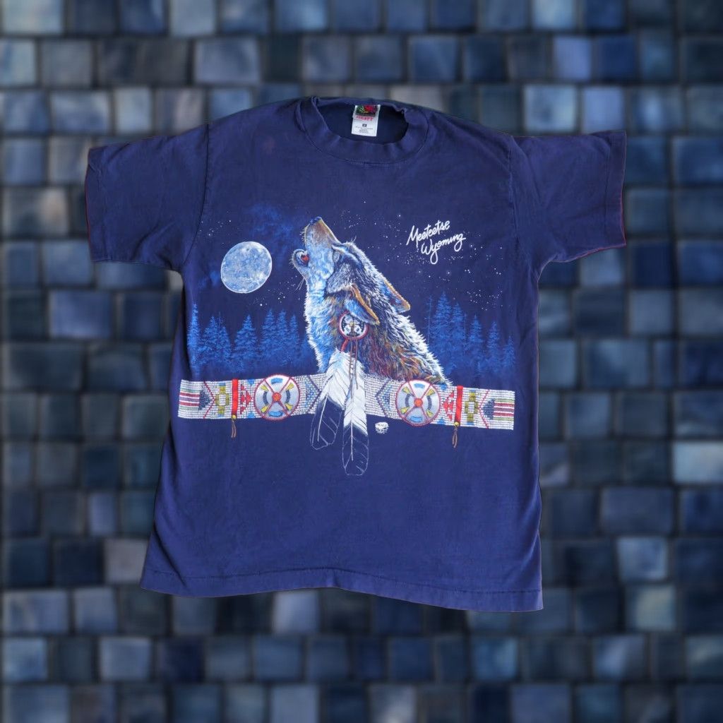 Fruit Of The Loom VTG Fruit of the Loom Wolf Nature Meeteetse Wyoming USA Blue Tee T-Shirt M Unisex Short Sleeve Cotton Graphic Tee 90s Size US M / EU 48-50 / 2 - 1 Thumbnail