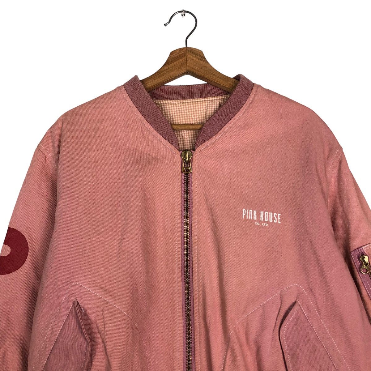 Japanese Brand 🔥Vintage Bomber Jacket Streetwear Pink House Big Logo Size US M / EU 48-50 / 2 - 4 Thumbnail