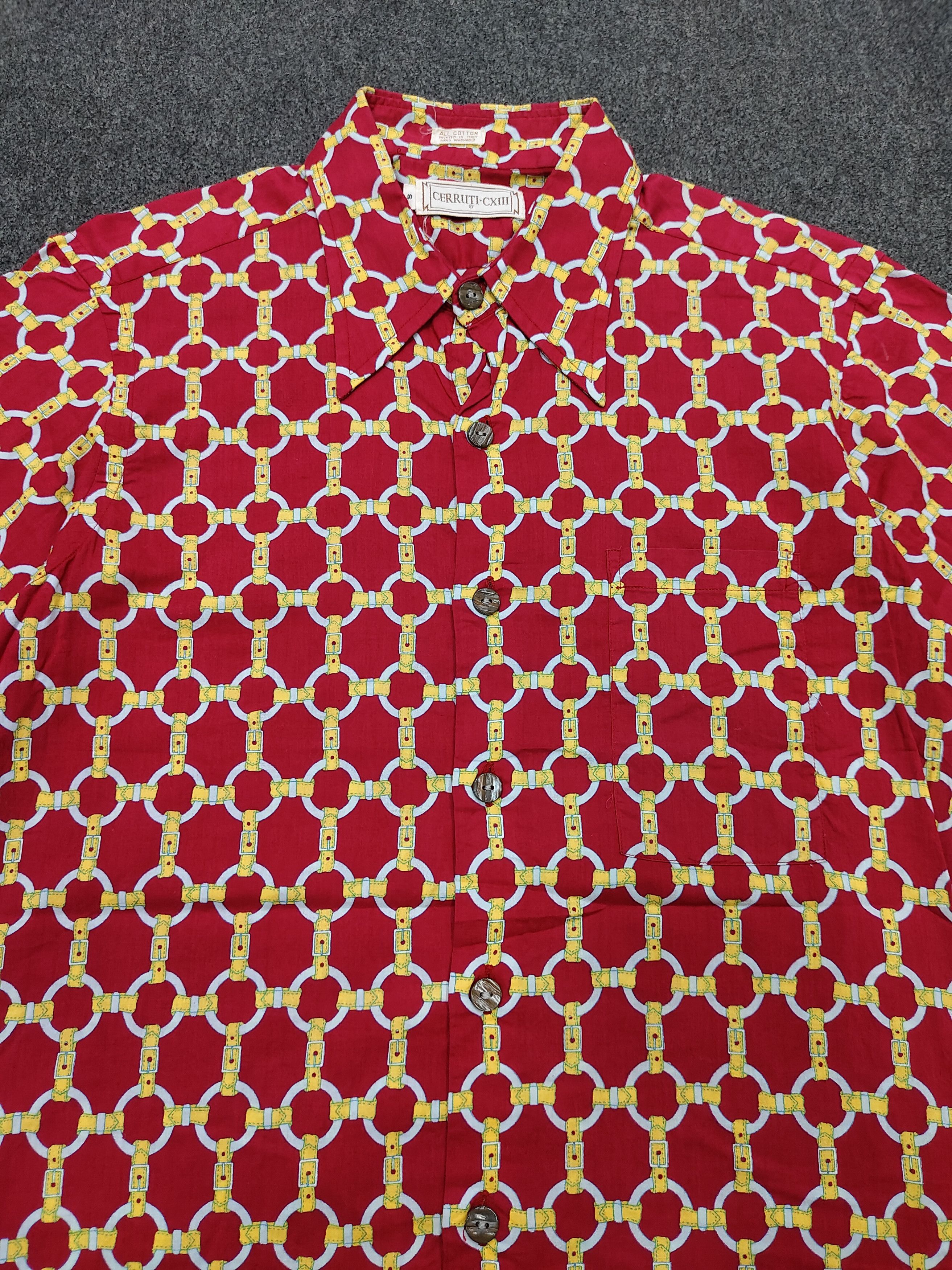 Cerruti 1881 90s Cerruti 1881- Clain Belt Pattern Short Shirt Size US S / EU 44-46 / 1 - 2 Thumbnail