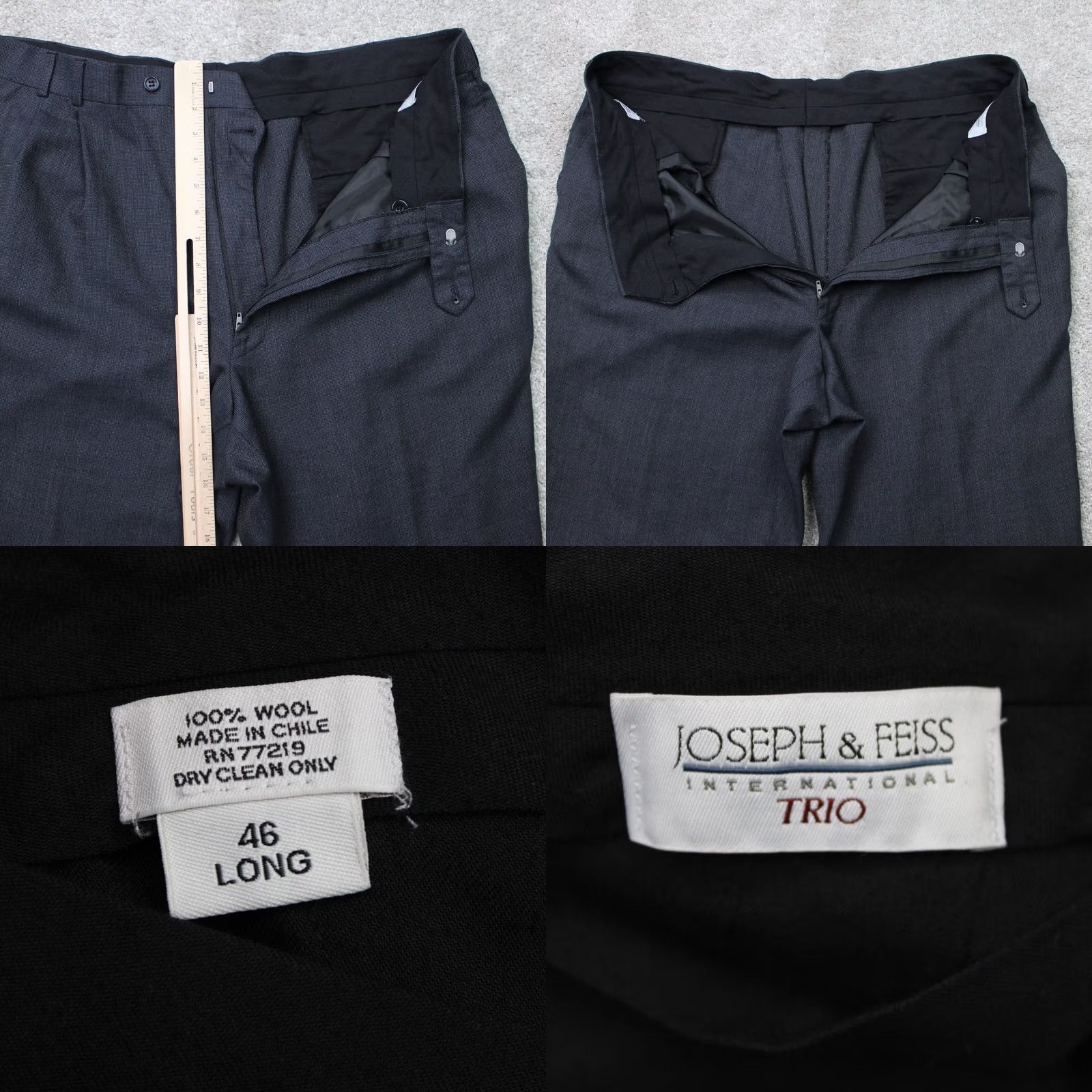 Joseph Joseph & Feiss International Trio Pants Mens 40x32 Gray Pleated Wool Cuffed Dress Pants Regular Straight 100% Wool Preppy Vintage: No Size US 40 / EU 56 - 8 Thumbnail