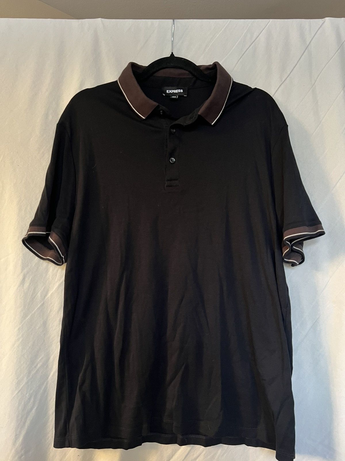 Express Express Men Stripe Tipped Collar Polo Size US L / EU 52-54 / 3 - 1 Thumbnail